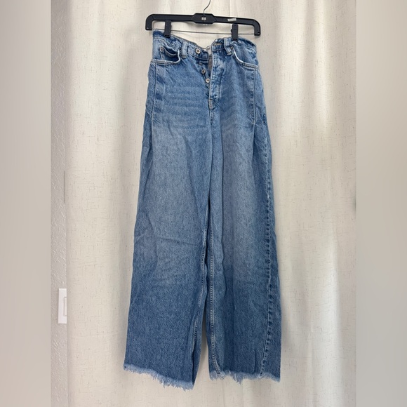 Free People wide leg jeans 24 - Picture 1 of 5